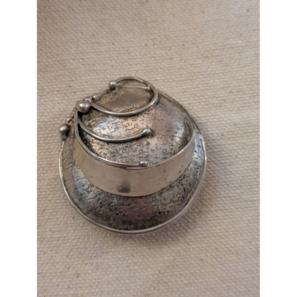 Carrie Groves Brutalist Round Pin Brooch Sterling Silver 925 View 2